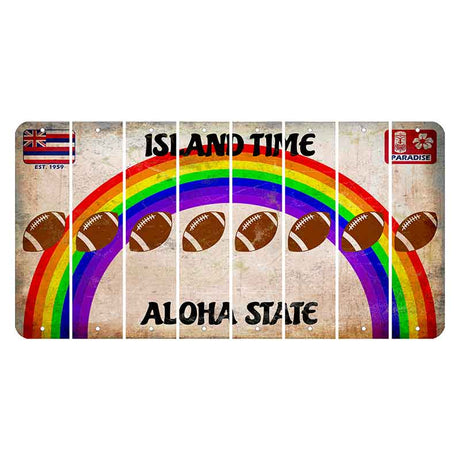 Hawaii Rainbow Island Time Cut License Plate Strips (Set of 8) Football