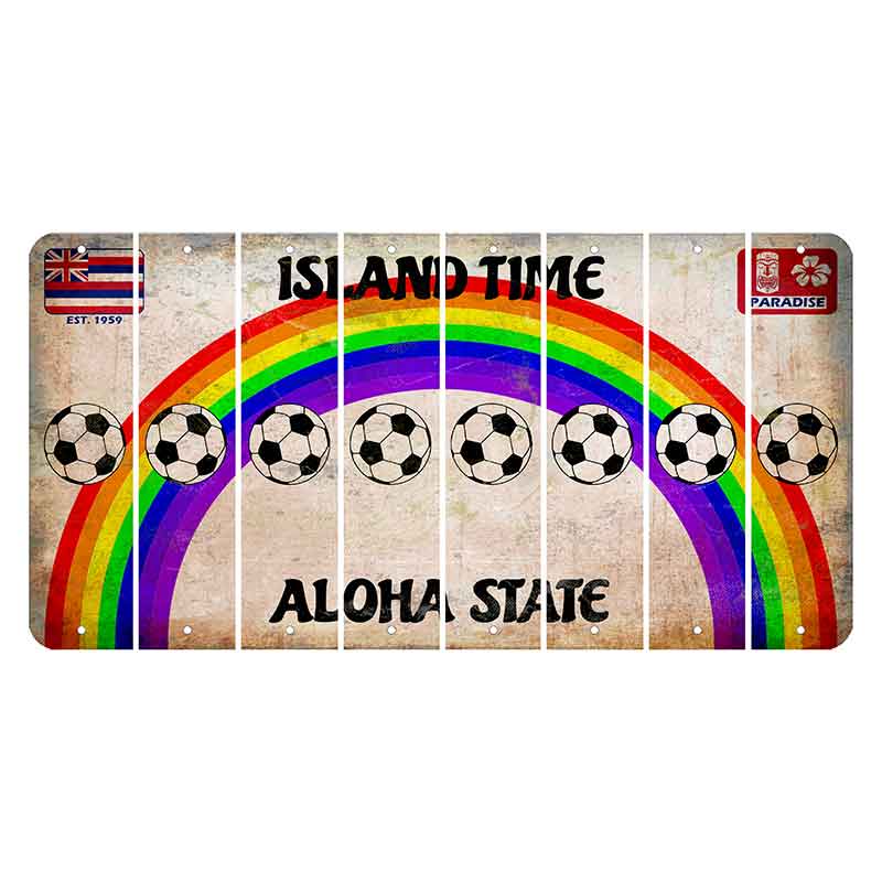 Hawaii Rainbow Island Time Cut License Plate Strips (Set of 8) Soccerball