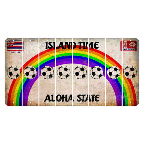 Hawaii Rainbow Island Time Cut License Plate Strips (Set of 8) Soccerball