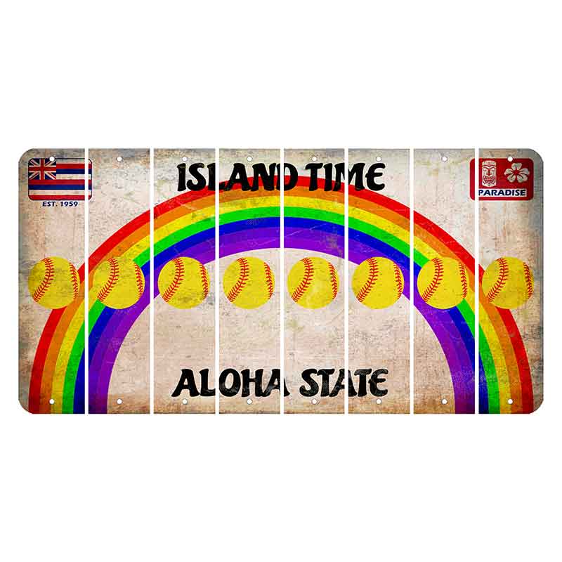 Hawaii Rainbow Island Time Cut License Plate Strips (Set of 8) Softball