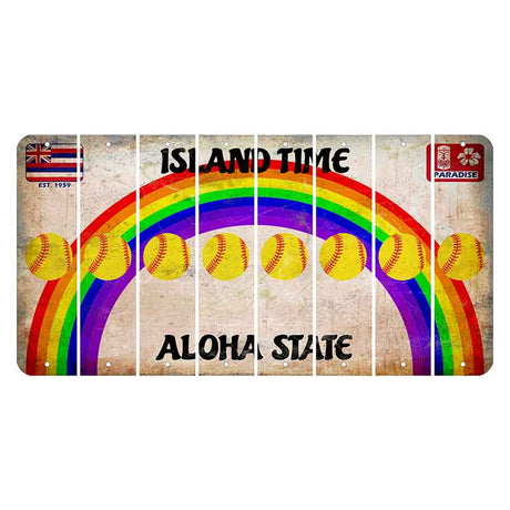 Hawaii Rainbow Island Time Cut License Plate Strips (Set of 8) Softball
