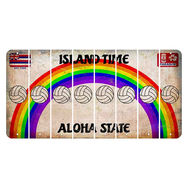 Hawaii Rainbow Island Time Cut License Plate Strips (Set of 8) Volleyball