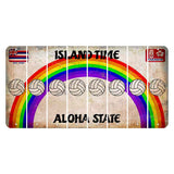 Hawaii Rainbow Island Time Cut License Plate Strips (Set of 8) Volleyball