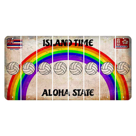Hawaii Rainbow Island Time Cut License Plate Strips (Set of 8) Volleyball