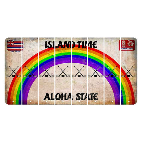 Hawaii Rainbow Island Time Cut License Plate Strips (Set of 8) Hockey