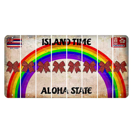 Hawaii Rainbow Island Time Cut License Plate Strips (Set of 8) Cheer Bow