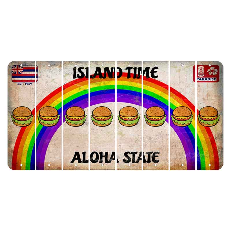 Hawaii Rainbow Island Time Cut License Plate Strips (Set of 8) Hamburger