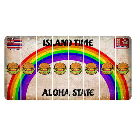 Hawaii Rainbow Island Time Cut License Plate Strips (Set of 8) Hamburger