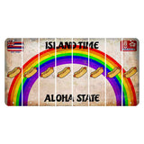 Hawaii Rainbow Island Time Cut License Plate Strips (Set of 8) Hotdog