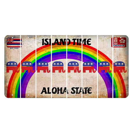 Hawaii Rainbow Island Time Cut License Plate Strips (Set of 8) Republican