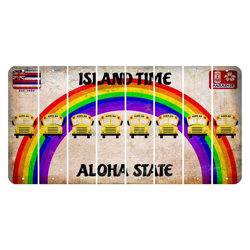 Hawaii Rainbow Island Time Cut License Plate Strips (Set of 8) School Bus