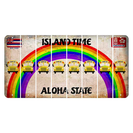 Hawaii Rainbow Island Time Cut License Plate Strips (Set of 8) School Bus