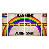 Hawaii Rainbow Island Time Cut License Plate Strips (Set of 8) LGBTQ Flag
