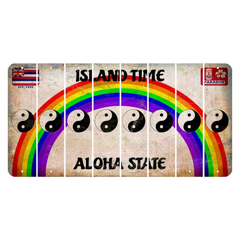 Hawaii Rainbow Island Time Cut License Plate Strips (Set of 8) Yin Yang