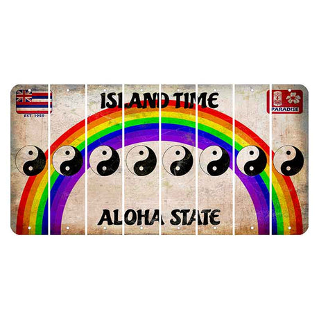 Hawaii Rainbow Island Time Cut License Plate Strips (Set of 8) Yin Yang