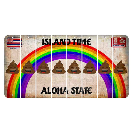 Hawaii Rainbow Island Time Cut License Plate Strips (Set of 8) Emoji - Poop
