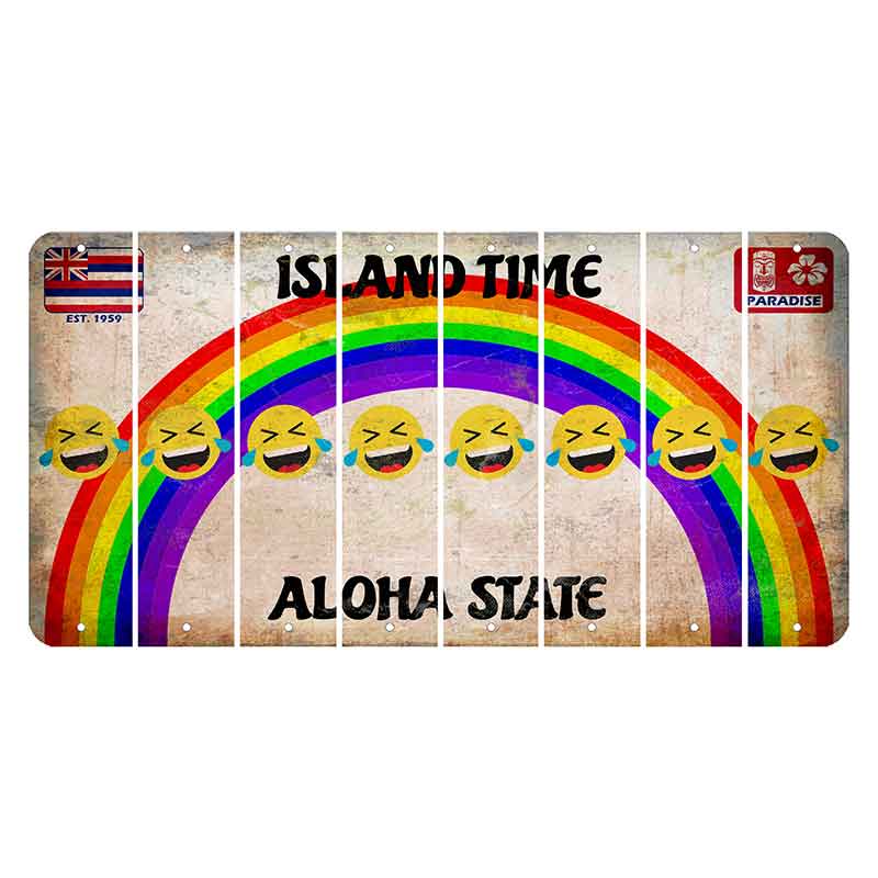 Hawaii Rainbow Island Time Cut License Plate Strips (Set of 8) Emoji - Laughing