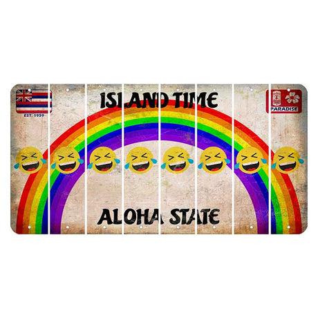 Hawaii Rainbow Island Time Cut License Plate Strips (Set of 8) Emoji - Laughing