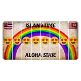 Hawaii Rainbow Island Time Cut License Plate Strips (Set of 8) Emoji - Heart Eyes