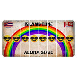 Hawaii Rainbow Island Time Cut License Plate Strips (Set of 8) Emoji - Shades