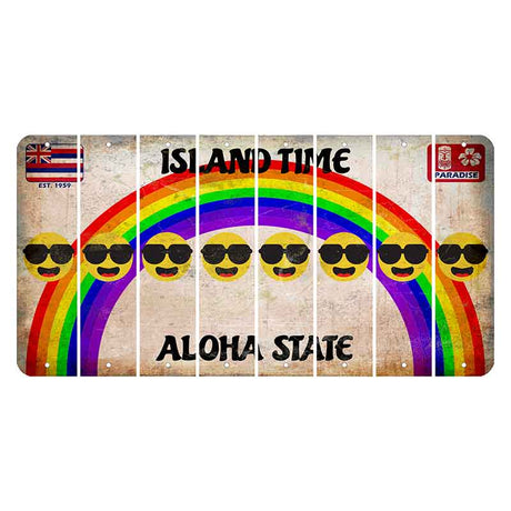 Hawaii Rainbow Island Time Cut License Plate Strips (Set of 8) Emoji - Shades
