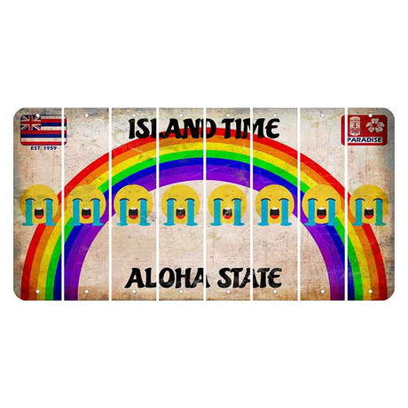 Hawaii Rainbow Island Time Cut License Plate Strips (Set of 8) Emoji - Crying