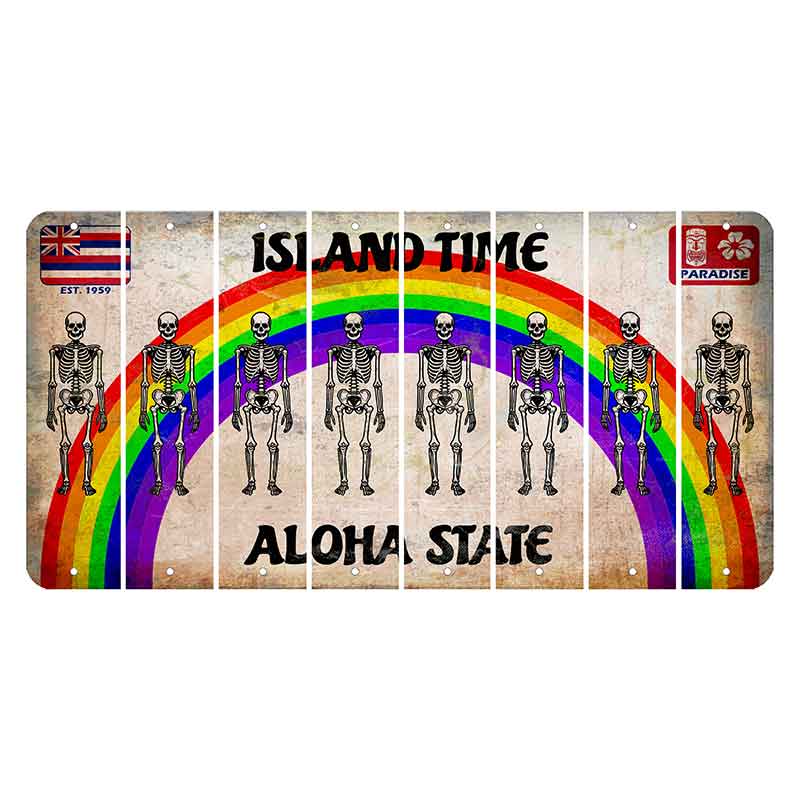 Hawaii Rainbow Island Time Cut License Plate Strips (Set of 8) Skeleton