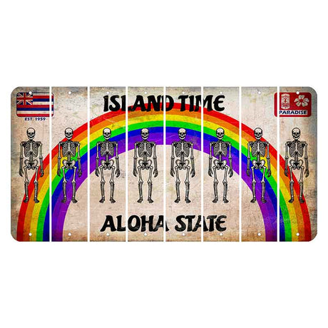 Hawaii Rainbow Island Time Cut License Plate Strips (Set of 8) Skeleton