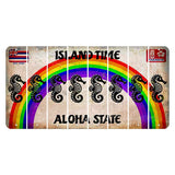 Hawaii Rainbow Island Time Cut License Plate Strips (Set of 8) Seahorse