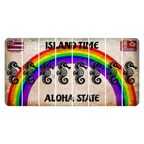 Hawaii Rainbow Island Time Cut License Plate Strips (Set of 8) Seahorse