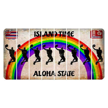 Hawaii Rainbow Island Time Cut License Plate Strips (Set of 8) Basketball Player
