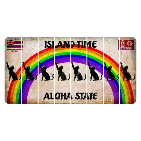 Hawaii Rainbow Island Time Cut License Plate Strips (Set of 8) Cat