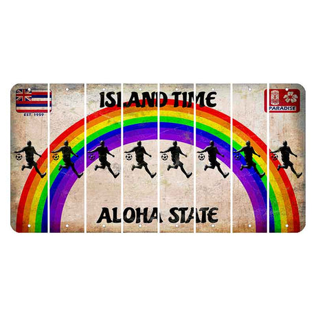 Hawaii Rainbow Island Time Cut License Plate Strips (Set of 8) Soccer Player