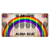Hawaii Rainbow Island Time Cut License Plate Strips (Set of 8) Sugar Skull
