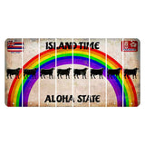 Hawaii Rainbow Island Time Cut License Plate Strips (Set of 8) Dairy Cow