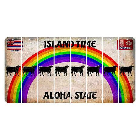 Hawaii Rainbow Island Time Cut License Plate Strips (Set of 8) Dairy Cow