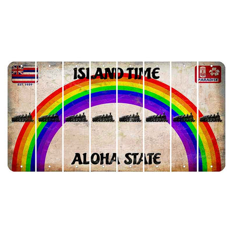 Hawaii Rainbow Island Time Cut License Plate Strips (Set of 8) Train