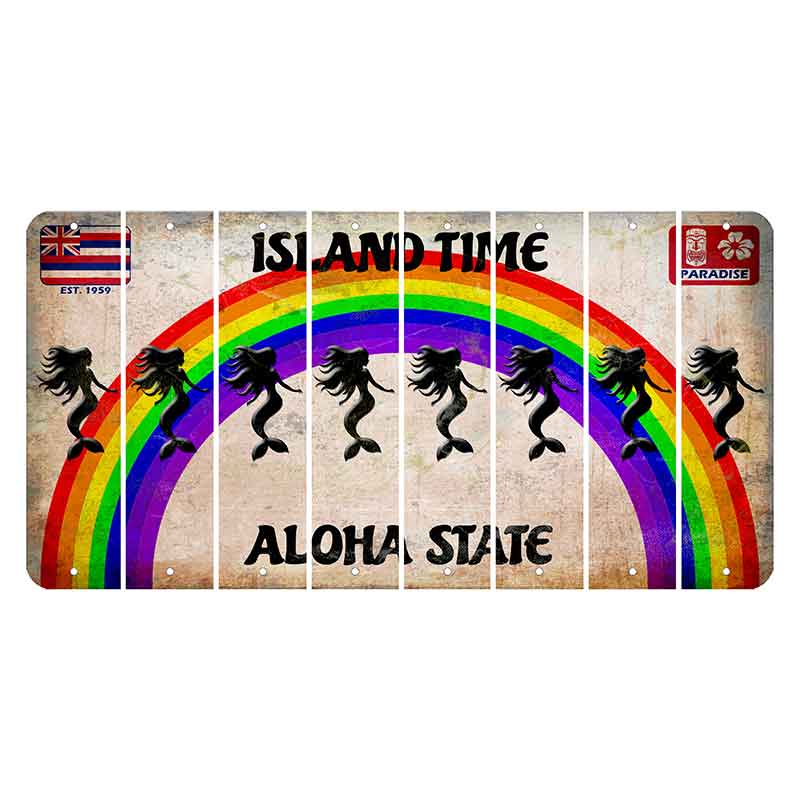 Hawaii Rainbow Island Time Cut License Plate Strips (Set of 8) Mermaid