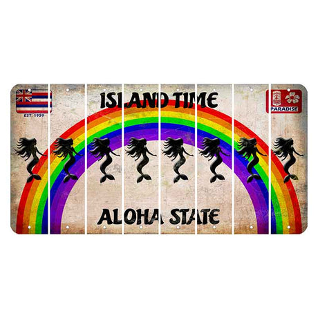 Hawaii Rainbow Island Time Cut License Plate Strips (Set of 8) Mermaid