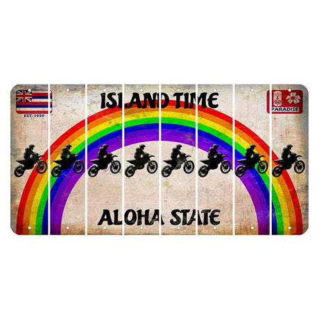 Hawaii Rainbow Island Time Cut License Plate Strips (Set of 8) Dirtbike Rider