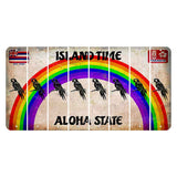 Hawaii Rainbow Island Time Cut License Plate Strips (Set of 8) Parrot