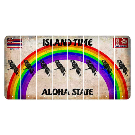 Hawaii Rainbow Island Time Cut License Plate Strips (Set of 8) Parrot