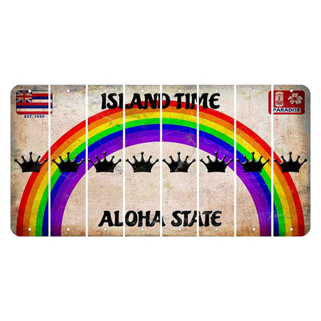 Hawaii Rainbow Island Time Cut License Plate Strips (Set of 8) Crown