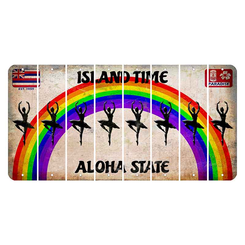 Hawaii Rainbow Island Time Cut License Plate Strips (Set of 8) Ballerina Dancer