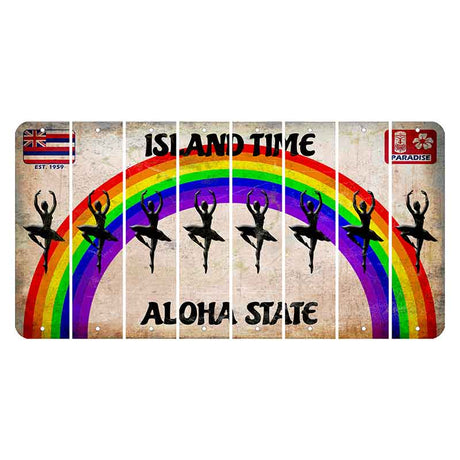 Hawaii Rainbow Island Time Cut License Plate Strips (Set of 8) Ballerina Dancer