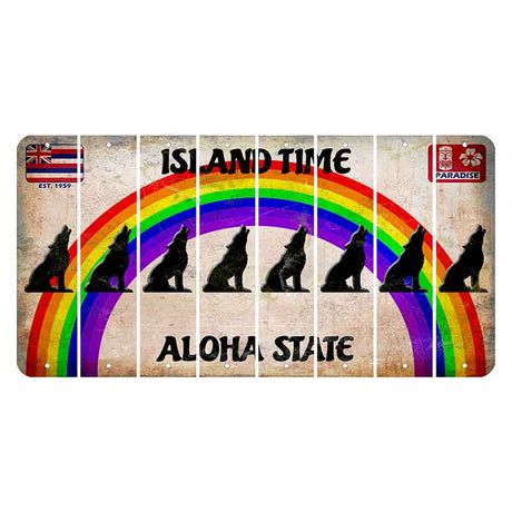 Hawaii Rainbow Island Time Cut License Plate Strips (Set of 8) Howling Wolf
