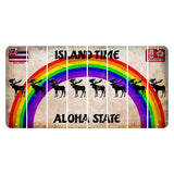 Hawaii Rainbow Island Time Cut License Plate Strips (Set of 8) Moose
