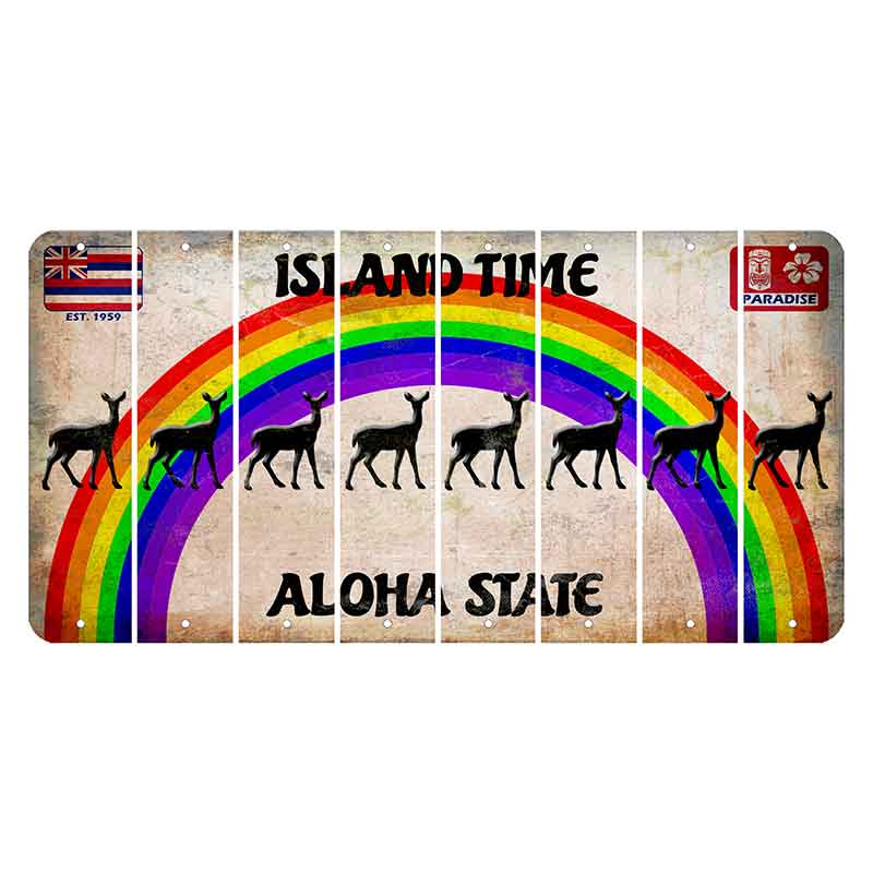 Hawaii Rainbow Island Time Cut License Plate Strips (Set of 8) Doe