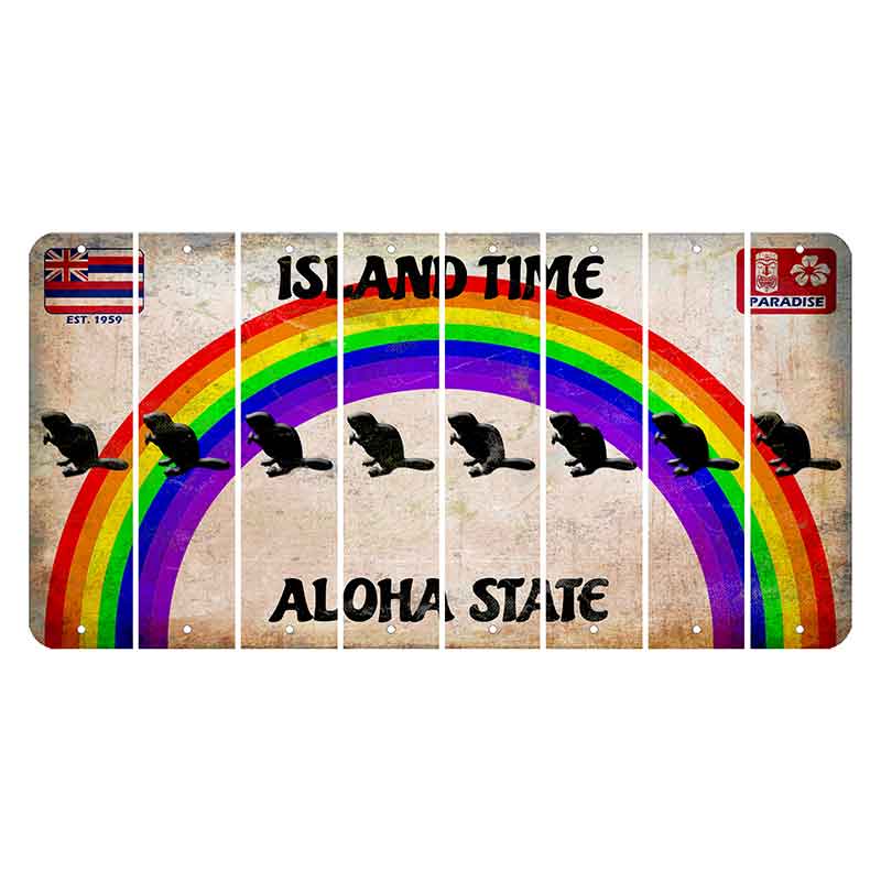 Hawaii Rainbow Island Time Cut License Plate Strips (Set of 8) Beaver
