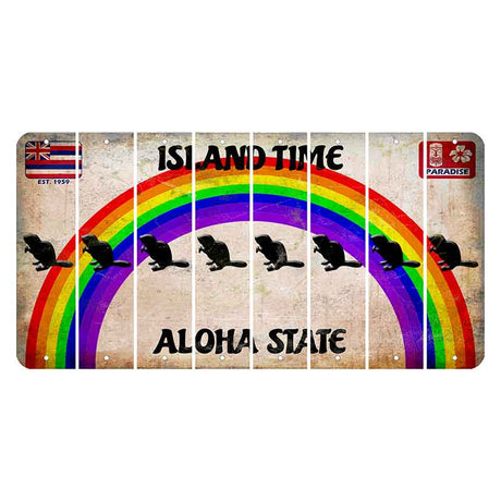Hawaii Rainbow Island Time Cut License Plate Strips (Set of 8) Beaver